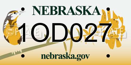 1OD027 Nebraska License Plate
