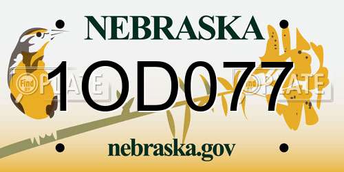 1OD077 Nebraska License Plate
