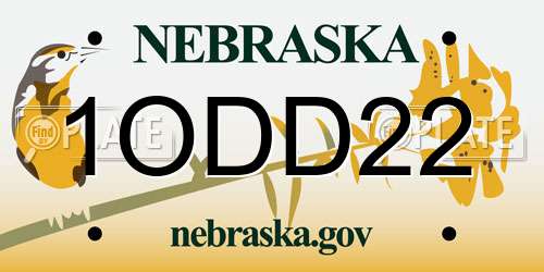 1ODD22 Nebraska License Plate