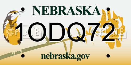 1ODQ72 Nebraska License Plate