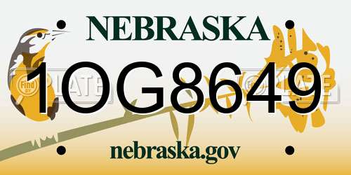 1OG8649 Nebraska License Plate