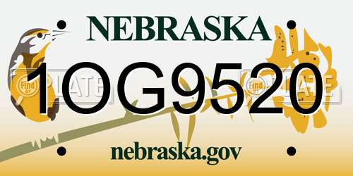 1OG9520 Nebraska License Plate