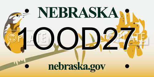 1OOD27 Nebraska License Plate