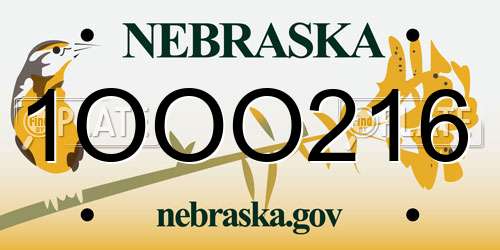 1OOO216 Nebraska License Plate