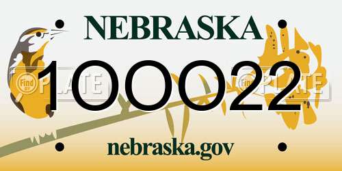 1OOO22 Nebraska License Plate