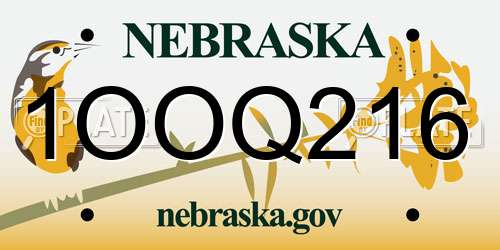 1OOQ216 Nebraska License Plate
