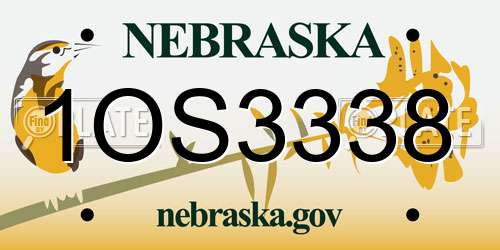 1OS3338 Nebraska License Plate