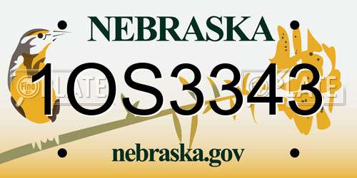 1OS3343 Nebraska License Plate