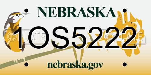 1OS5222 Nebraska License Plate