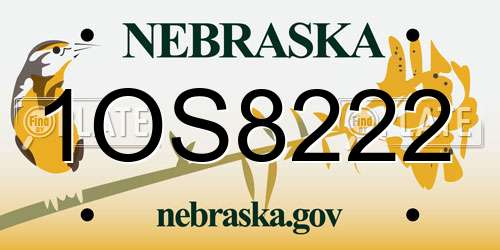 1OS8222 Nebraska License Plate