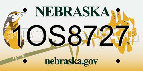 1OS8727 Nebraska License Plate