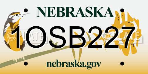 1OSB227 Nebraska License Plate