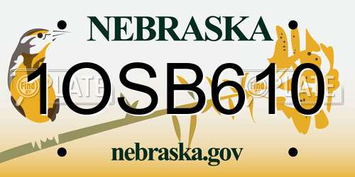 1OSB610 Nebraska License Plate