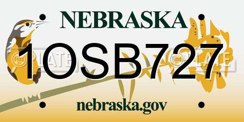 1OSB727 Nebraska License Plate
