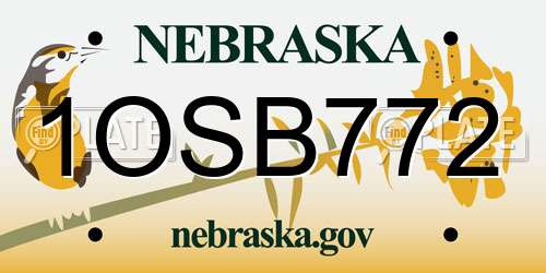 1OSB772 Nebraska License Plate