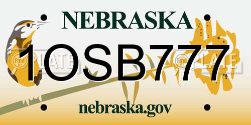 1OSB777 Nebraska License Plate