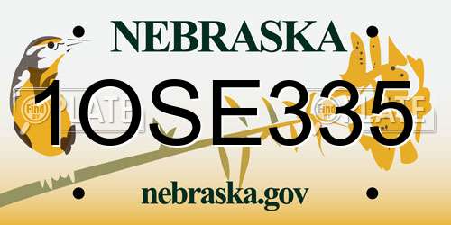 1OSE335 Nebraska License Plate