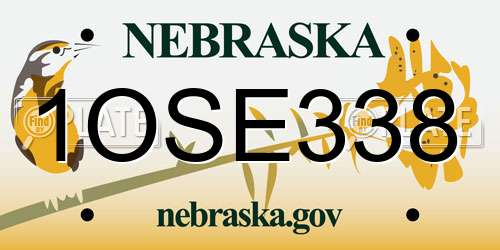 1OSE338 Nebraska License Plate