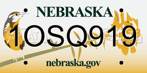 1OSQ919 Nebraska License Plate