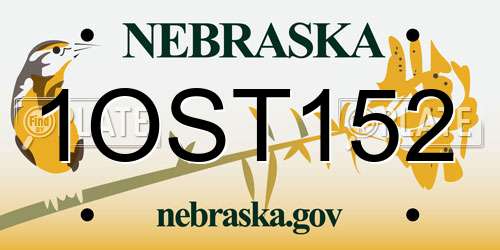 1OST152 Nebraska License Plate