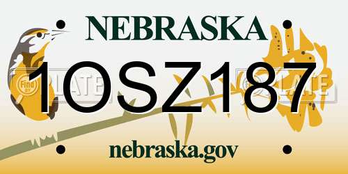 1OSZ187 Nebraska License Plate