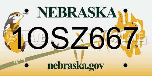 1OSZ667 Nebraska License Plate