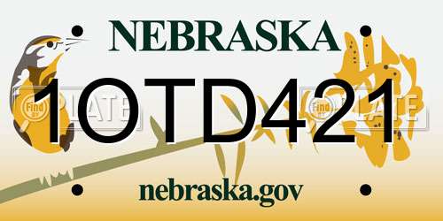 1OTD421 Nebraska License Plate