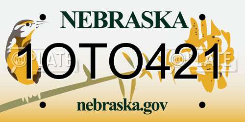 1OTO421 Nebraska License Plate