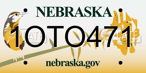 1OTO471 Nebraska License Plate
