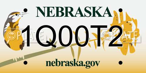 1Q00T2 Nebraska License Plate