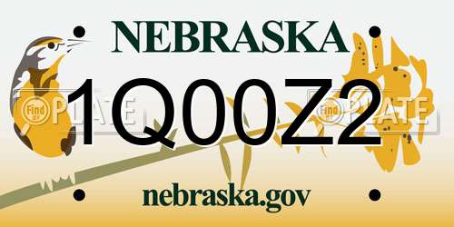 1Q00Z2 Nebraska License Plate