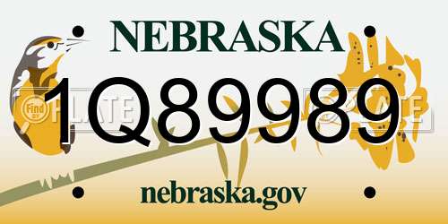 1Q89989 Nebraska License Plate