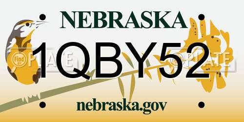 1QBY52 Nebraska License Plate