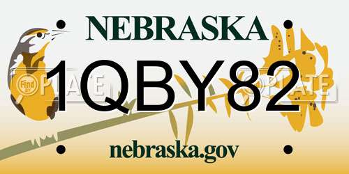 1QBY82 Nebraska License Plate