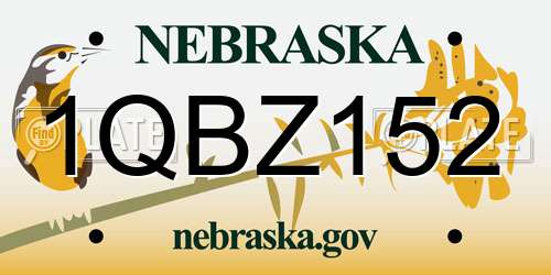 1QBZ152 Nebraska License Plate