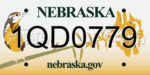 1QD0779 Nebraska License Plate