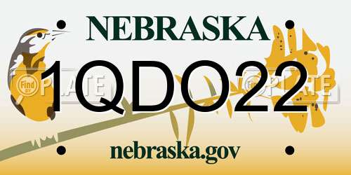 1QDO22 Nebraska License Plate
