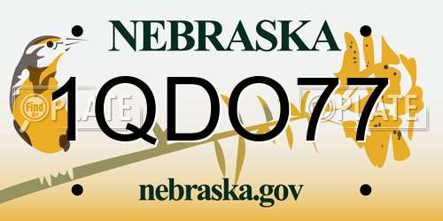 1QDO77 Nebraska License Plate