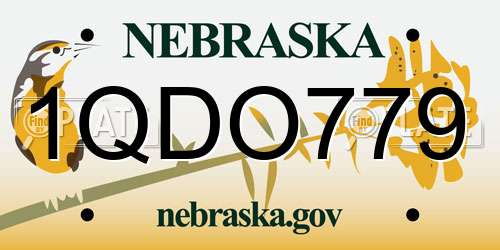 1QDO779 Nebraska License Plate