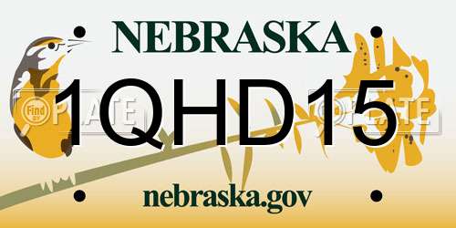 1QHD15 Nebraska License Plate
