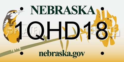 1QHD18 Nebraska License Plate