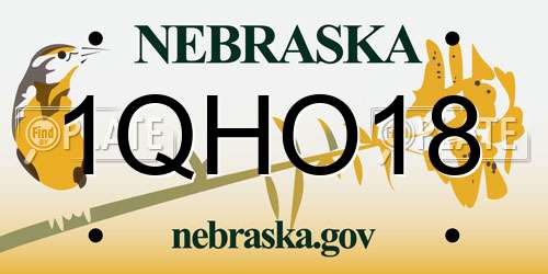1QHO18 Nebraska License Plate