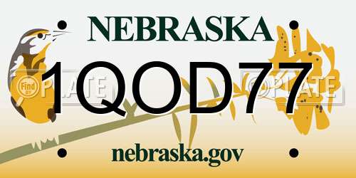 1QOD77 Nebraska License Plate