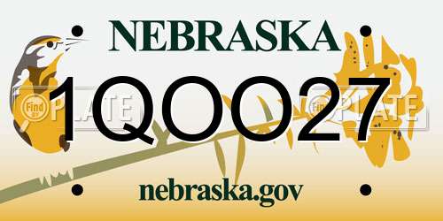 1QOO27 Nebraska License Plate