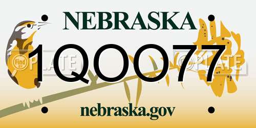 1QOO77 Nebraska License Plate