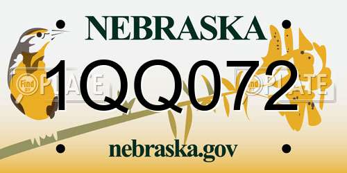 1QQ072 Nebraska License Plate