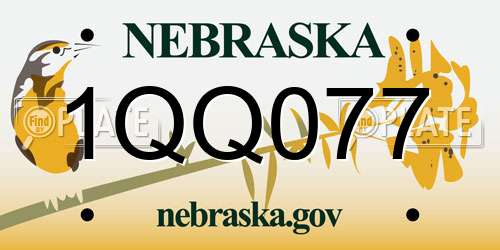 1QQ077 Nebraska License Plate