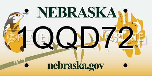 1QQD72 Nebraska License Plate