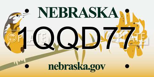 1QQD77 Nebraska License Plate
