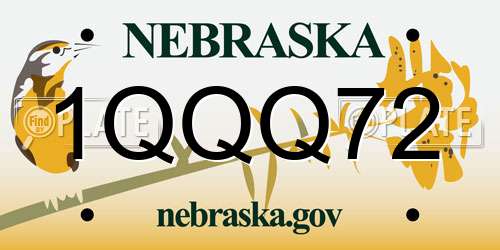 1QQQ72 Nebraska License Plate